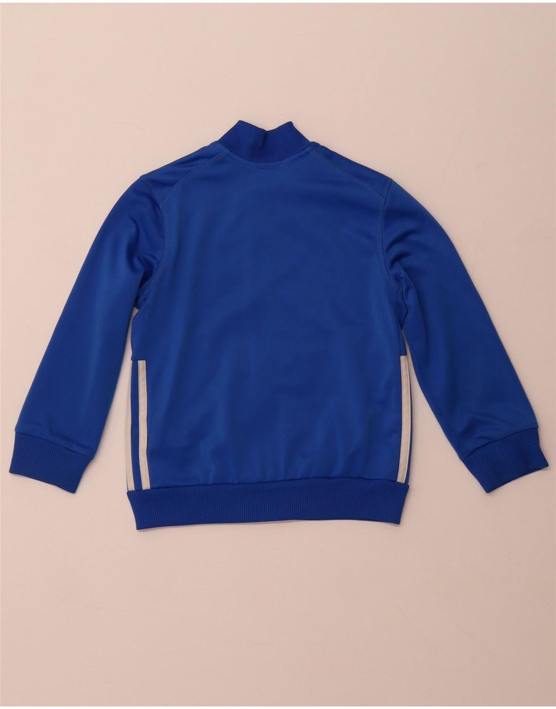 ADIDAS Boys Tracksuit Top Jacket 5-6 Years Blue Polyester