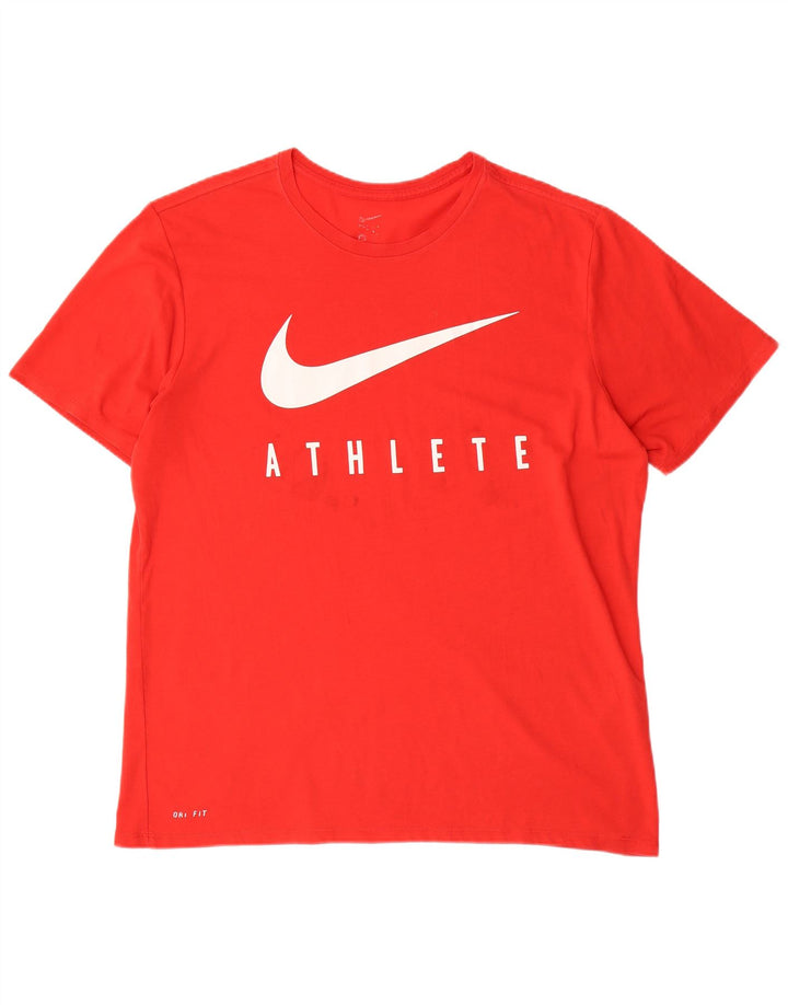 NIKE Mens Graphic T-Shirt Top Large Red Polyester