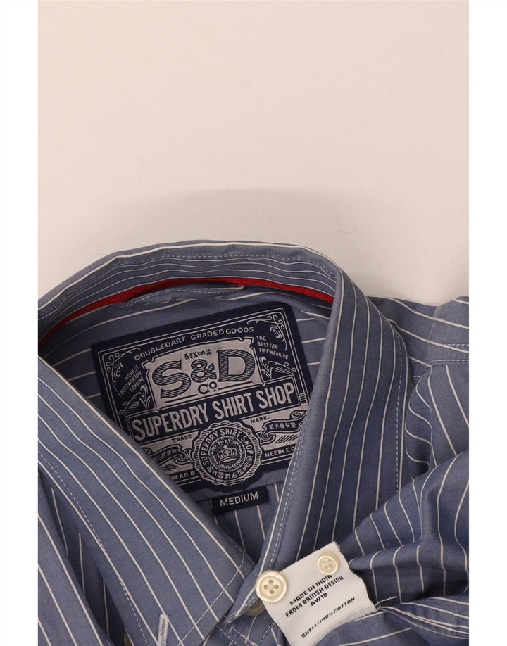 Superdry Mens Shirt Medium Blue Striped Cotton