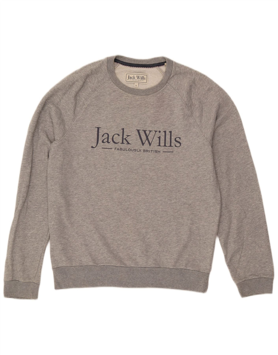JACK WILLS Mens Graphic Sweatshirt Jumper Large Grey Cotton