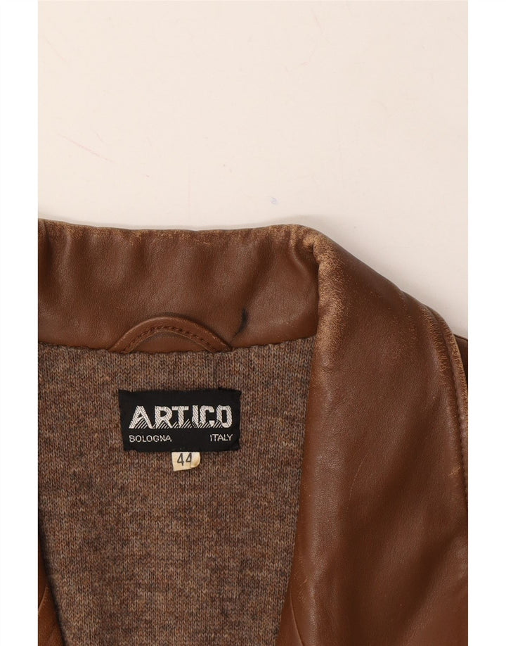 VINTAGE Womens Leather 2 Button Blazer Jacket IT 44 Medium Brown Leather Vintage Vintage and Second-Hand Vintage from Messina Hembry 