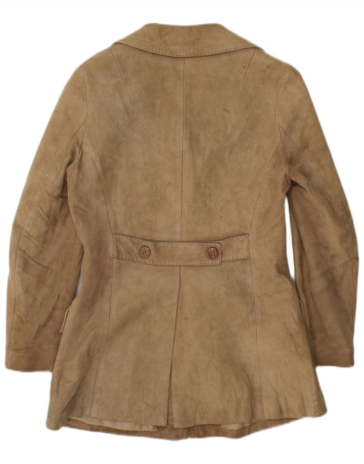 Vintage Womens Suede Jacket UK 10 Small Beige