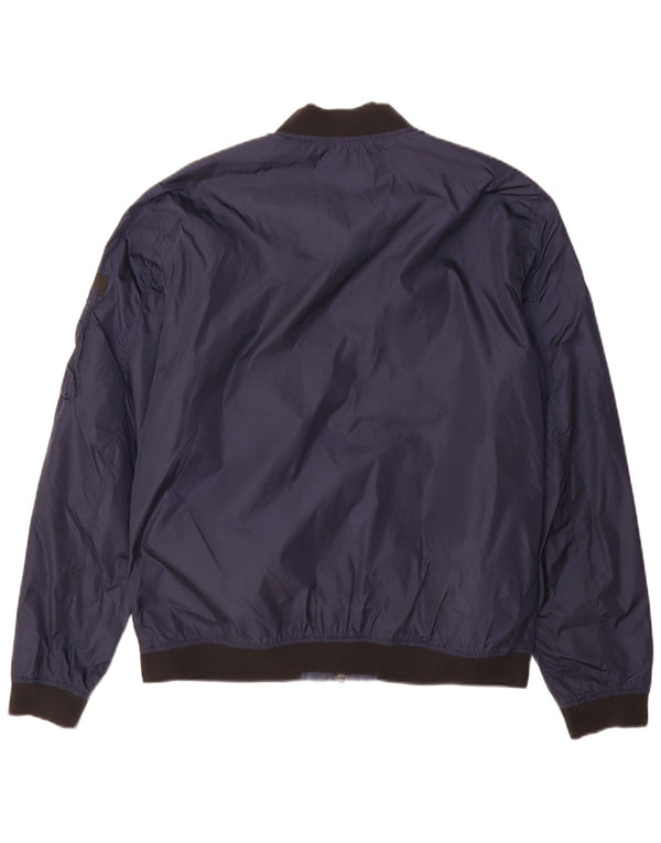 Jack & Jones Mens Bomber Jacket UK 40 Large Navy Blue Nylon