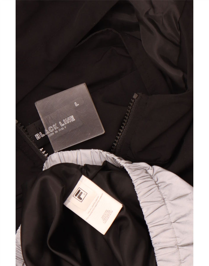 FILA Mens Hooded Zip Neck Tracksuit Top Jacket Large Black Colourblock