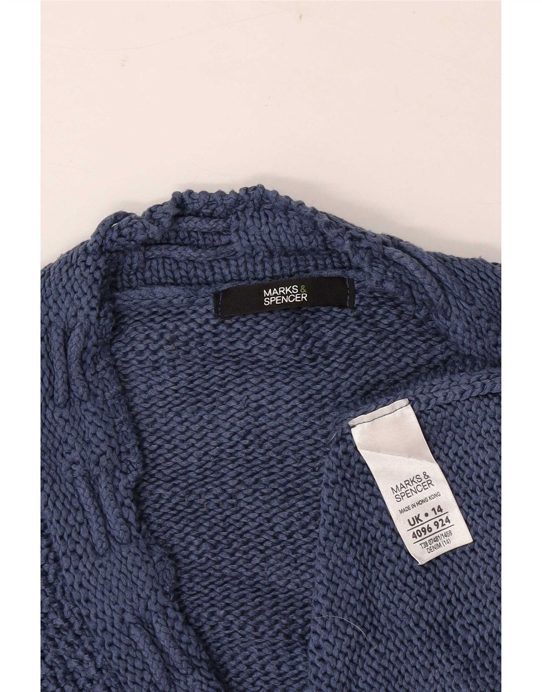 Marks & Spencer Womens 3/4 Sleeve Cardigan Sweater UK 14 Medium Blue