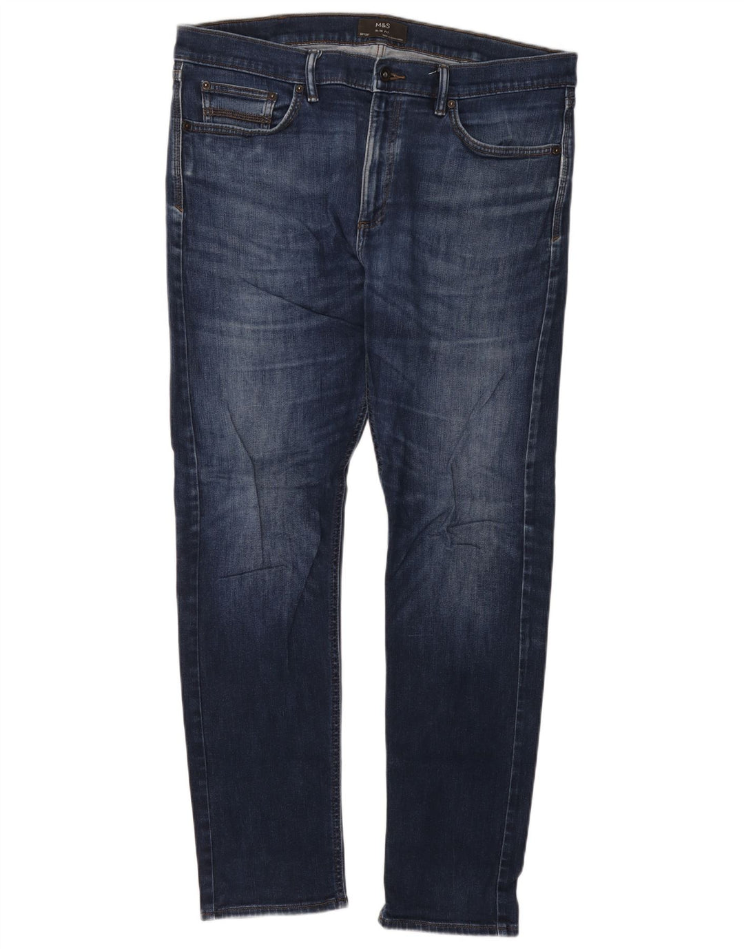 Marks & Spencer Mens Slim Jeans W38 L33 Navy Blue Cotton