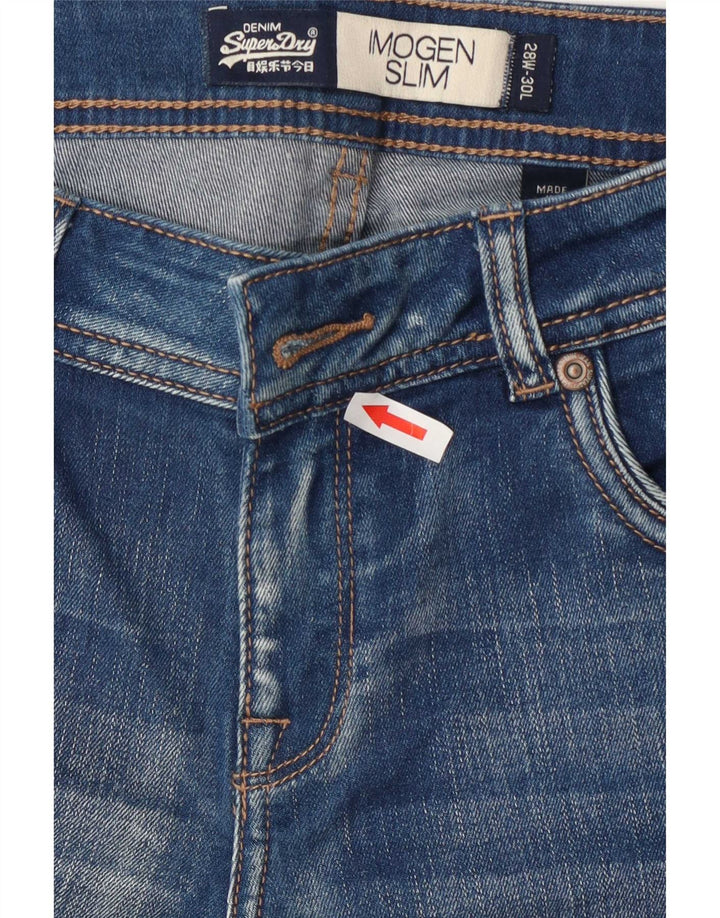 Superdry Womens Imogen Distressed Slim Jeans W28 L30 Blue Cotton