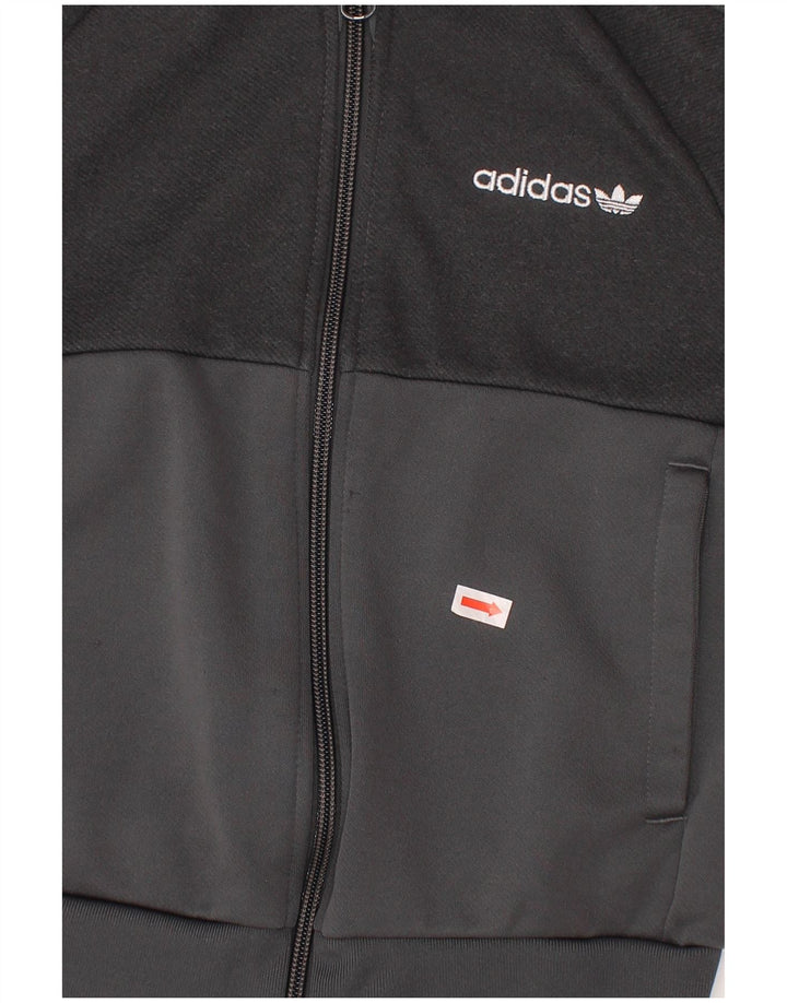 ADIDAS Boys Graphic Tracksuit Top Jacket 6-7 Years Grey Polyester