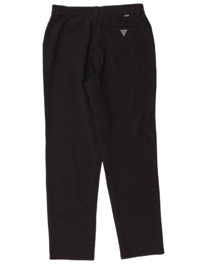 GUESS Mens Straight Corduroy Trousers W33 L30  Black Polyamide