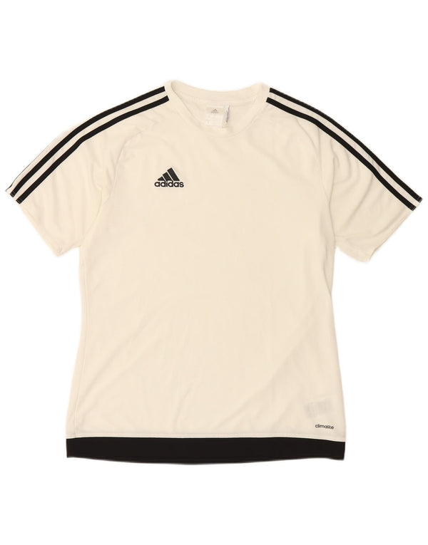 ADIDAS Mens Climalite T-Shirt Top Medium White Colourblock Polyester