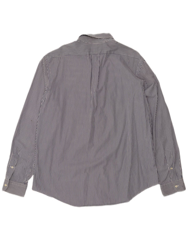 Ralph Lauren Mens Custom Fit Shirt XL Navy Blue Pinstripe Cotton