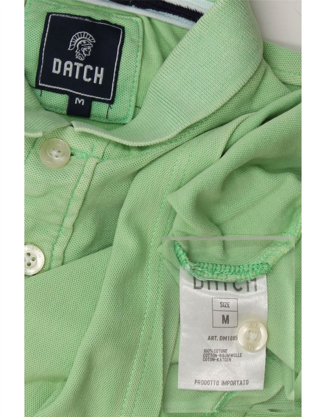 DATCH Mens Polo Shirt Medium Green Cotton Vintage Datch and Second-Hand Datch from Messina Hembry 