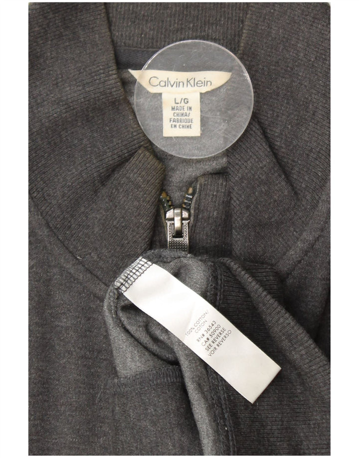 CALVIN KLEIN Mens Tracksuit Top Jacket Large Grey Cotton