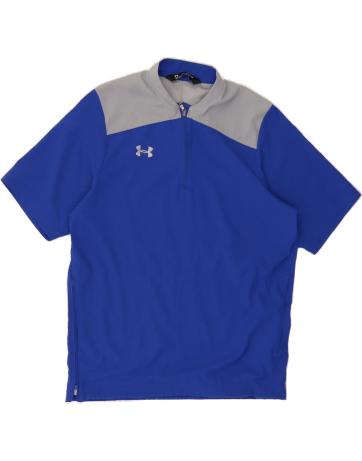 UNDER ARMOUR Mens Zip Neck Pullover Tracksuit Top Small Blue Colourblock Vintage Under Armour and Second-Hand Under Armour from Messina Hembry 