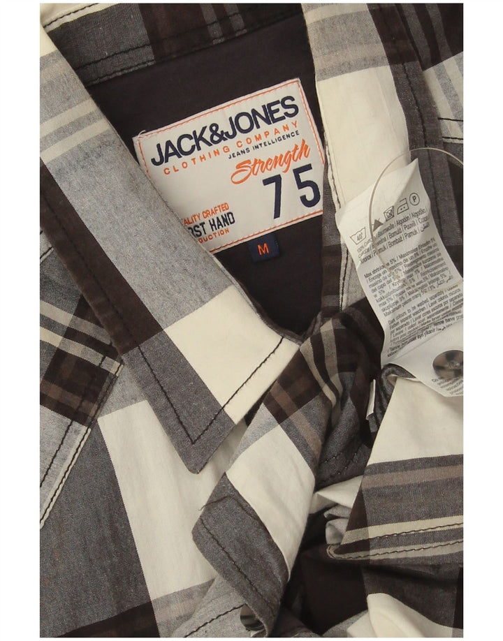 Jack & Jones Mens Short Sleeve Shirt Medium Black Check Cotton