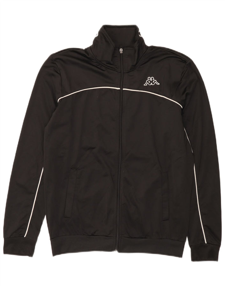 KAPPA Mens Graphic Tracksuit Top Jacket Large Black Polyester
