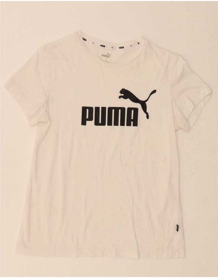 PUMA Womens Graphic T-Shirt Top UK 12 Medium White Vintage Puma and Second-Hand Puma from Messina Hembry 