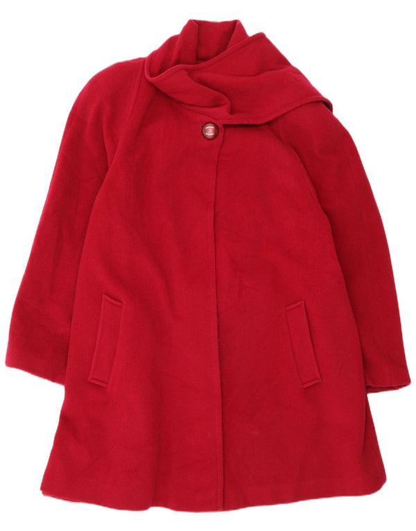 Fiorella Rubino Womens Loose Fit Overcoat UK 16 Large Burgundy Wool