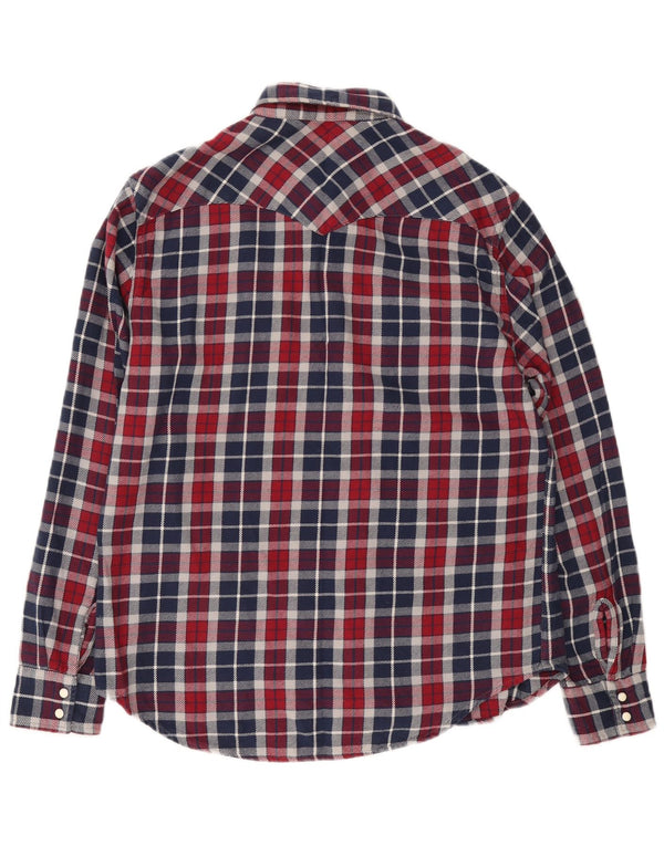Levi's Mens Flannel Shirt Large Burgundy Check
