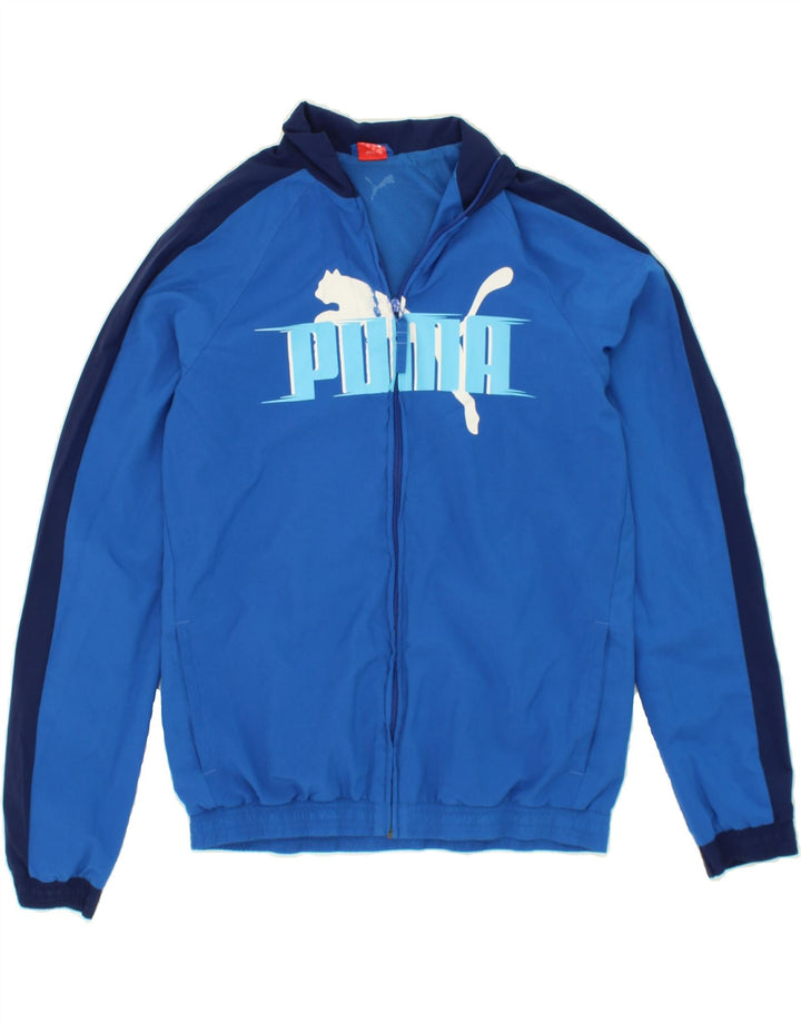 PUMA Boys Graphic Bomber Jacket 14-15 Years 2XL  Blue Colourblock Vintage Puma and Second-Hand Puma from Messina Hembry 