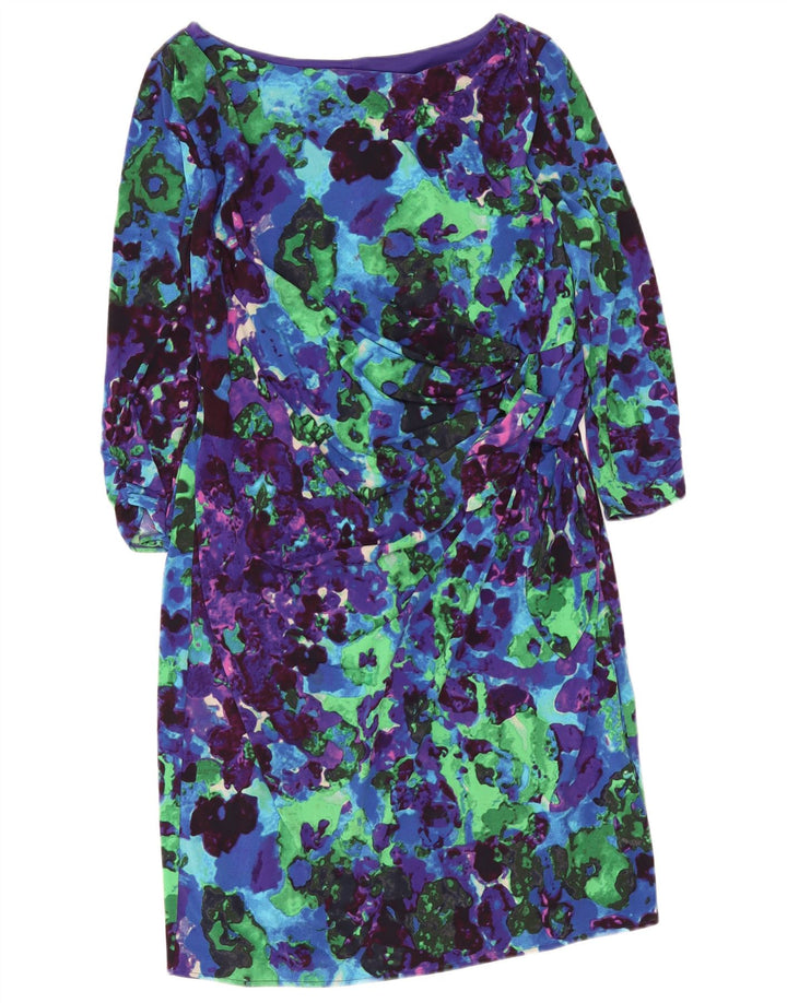 Coast Womens Abstract Pattern 3/4 Sleeve Shift Dress UK 18 XL Blue