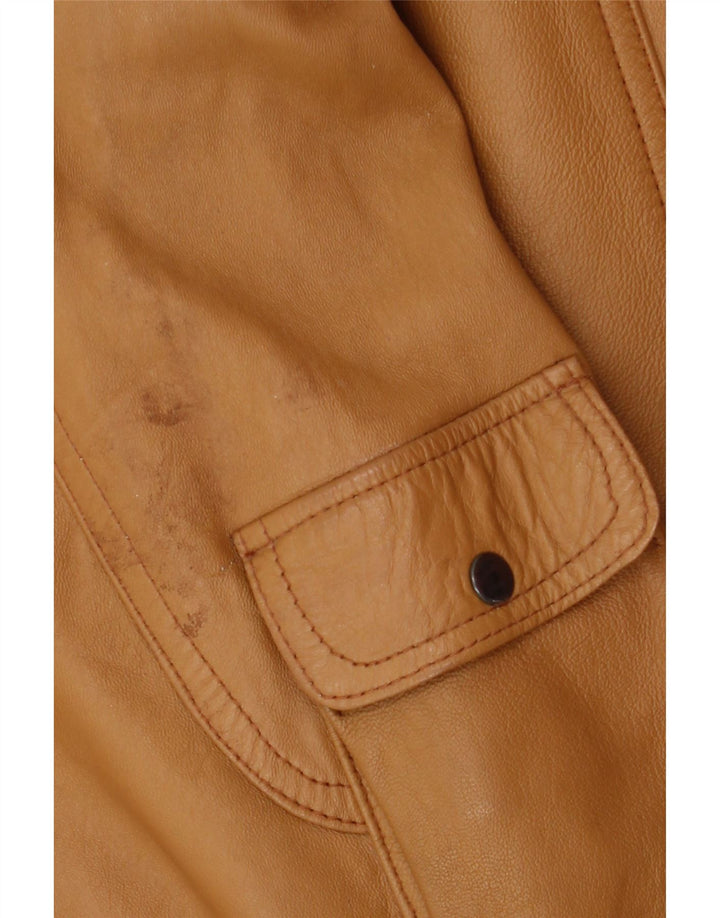 Pointers Mens Loose Fit Leather Jacket UK 38 Medium Brown Leather
