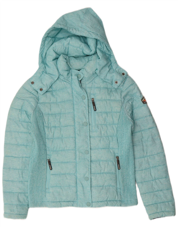 SUPERDRY Womens Hooded Padded Jacket UK 18 XL Turquoise Polyester