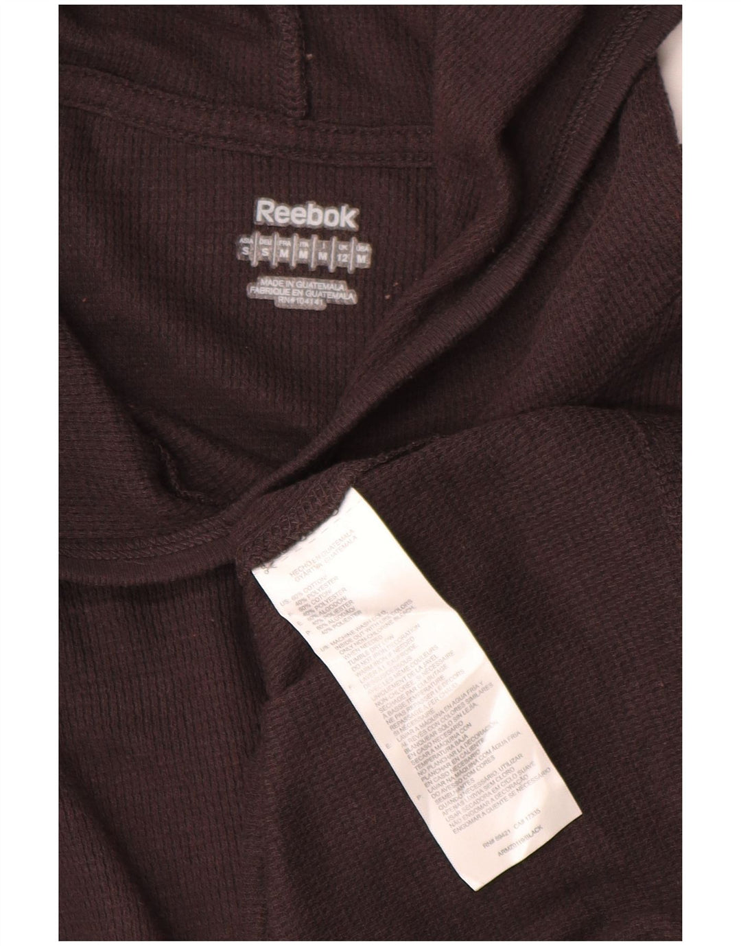 Reebok Womens Hooded Top Long Sleeve UK 12 Medium Brown Cotton