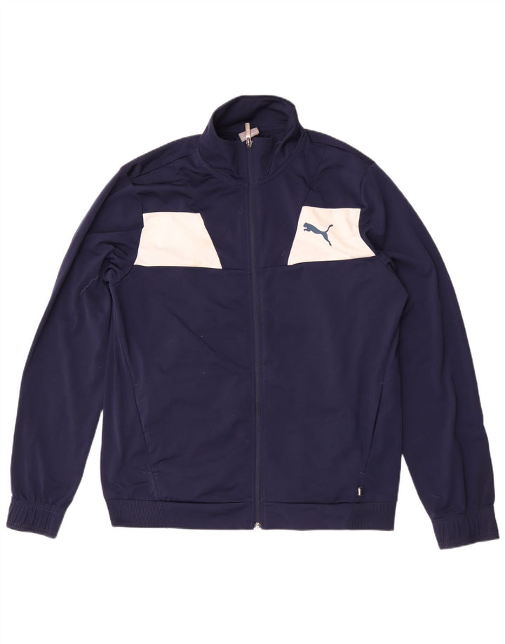 Puma Mens Tracksuit Top Jacket Large Navy Blue Colourblock Polyester