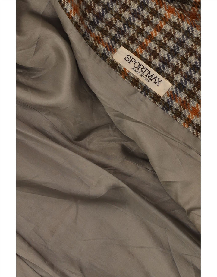 Sportmax Womens 2 Button Blazer Jacket UK 12 Medium Brown Houndstooth