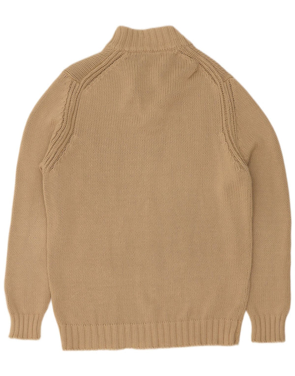 Zara Mens Button Neck Jumper Sweater XL Beige Cotton