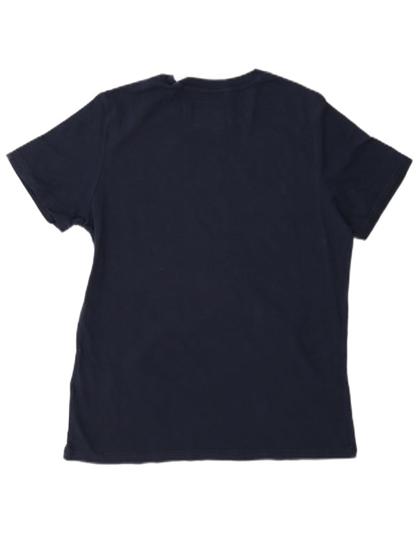 Superdry Womens Graphic T-Shirt Top UK 12 Medium Navy Blue Cotton
