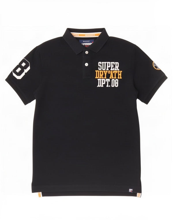 Superdry Mens Graphic Polo Shirt Large Black Cotton