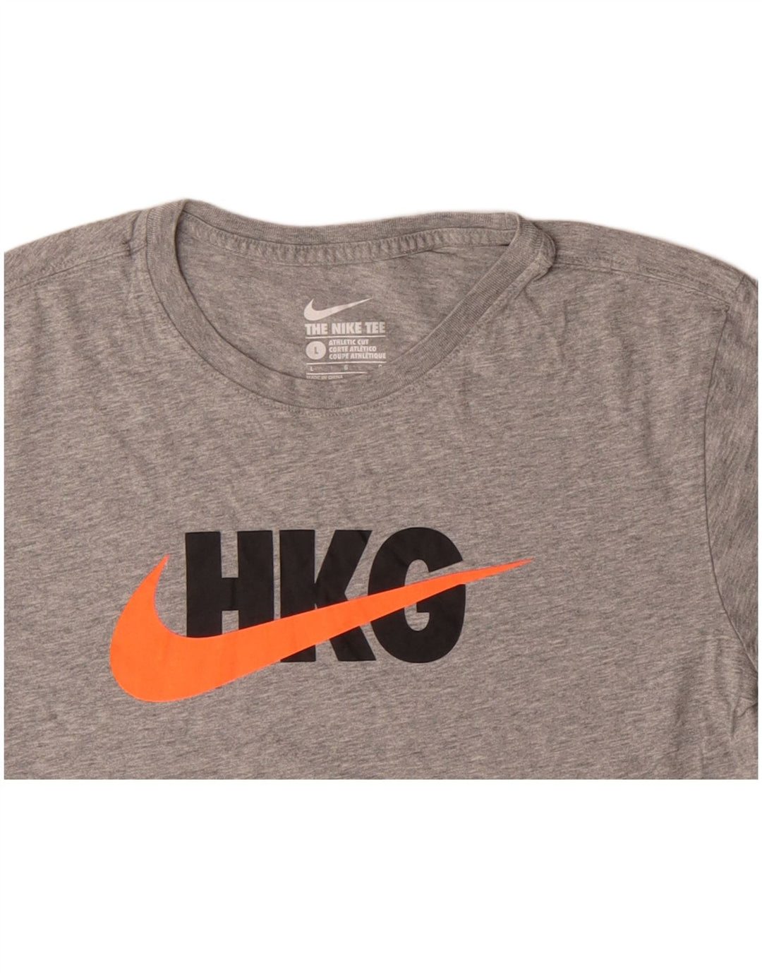 NIKE Womens Athletic Cut Graphic T-Shirt Top UK 14 Large Grey Cotton