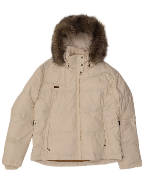 COLUMBIA Womens Hooded Padded Jacket UK 18 XL White Polyester