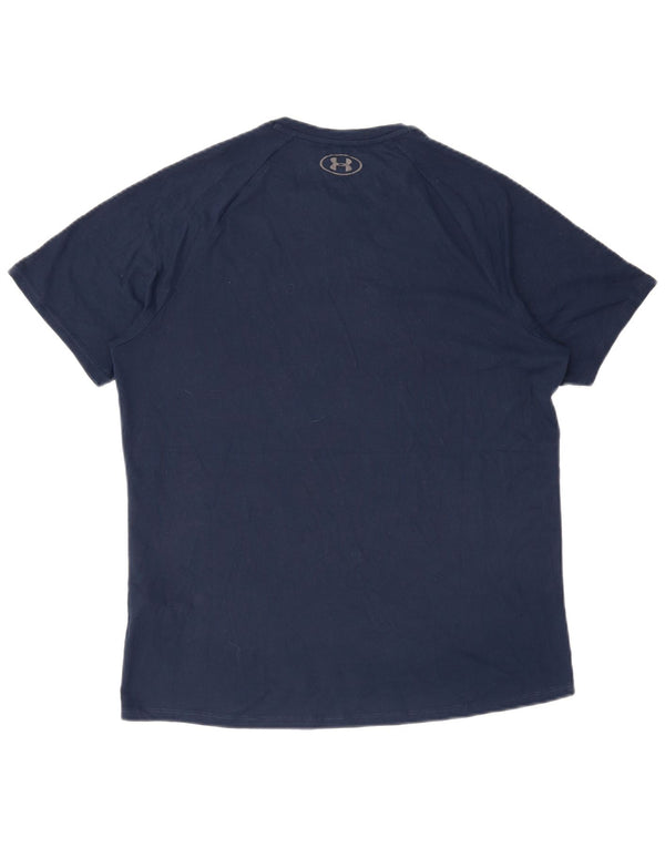 UNDER ARMOUR Mens T-Shirt Top Medium Navy Blue Polyester