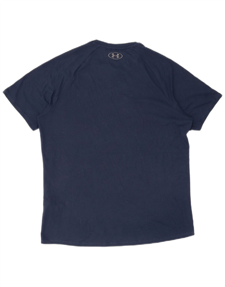 UNDER ARMOUR Mens T-Shirt Top Medium Navy Blue Polyester