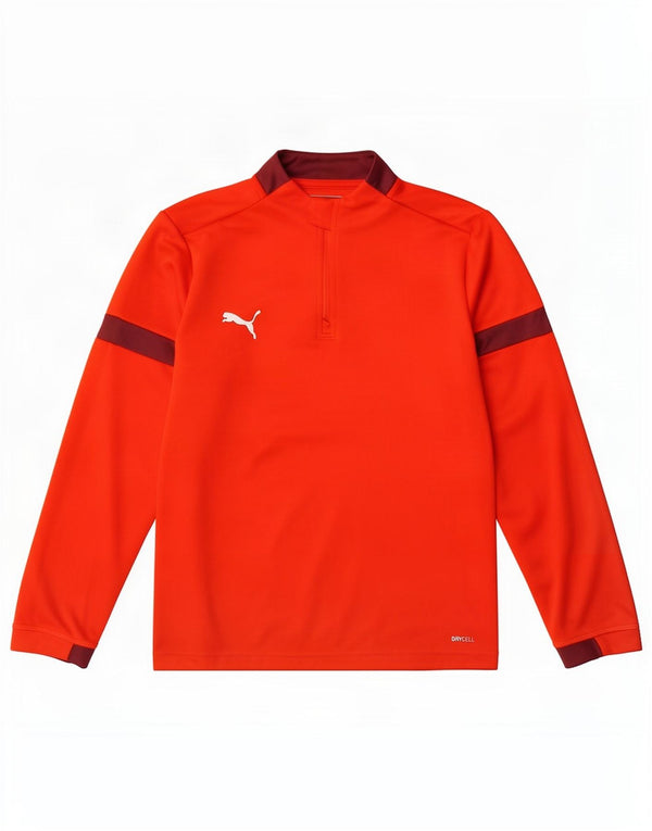 Puma Boys Zip Neck Pullover Tracksuit Top 11-12 Years Red Colourblock