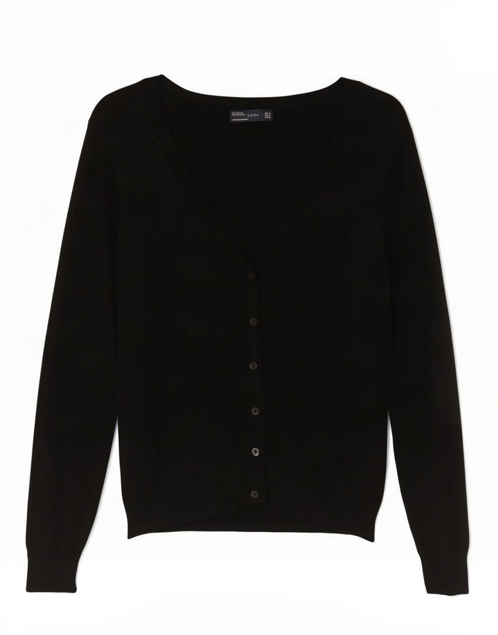 Zara Womens Cardigan Sweater UK 12 Medium Black Viscose
