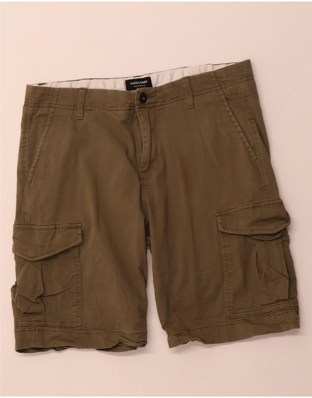 JACK & JONES Mens Cargo Shorts W32 Medium Khaki Cotton