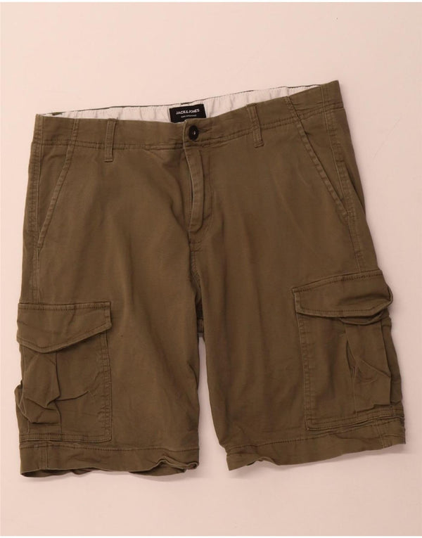 JACK & JONES Mens Cargo Shorts W32 Medium Khaki Cotton