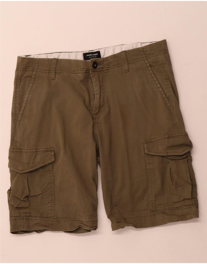 JACK & JONES Mens Cargo Shorts W32 Medium Khaki Cotton