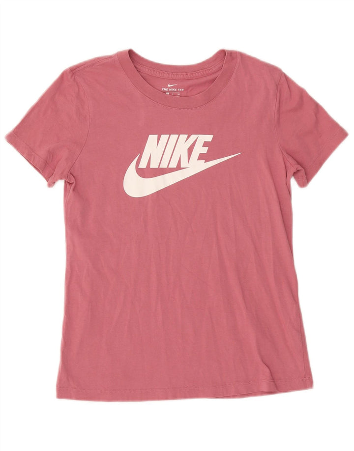 NIKE Womens Graphic T-Shirt Top UK 10 Small Pink Cotton