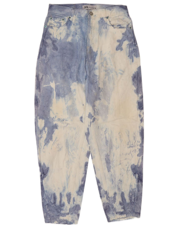 Zara Mens Tapered Jeans XS W26 L25 Blue Tie Dye Cotton
