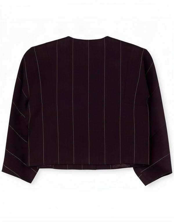 Vintage Womens 3/4 Sleeve Blazer Jacket IT 44 Medium Navy Blue Striped