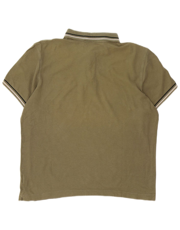 Lotto Mens Polo Shirt XL Khaki Striped Cotton
