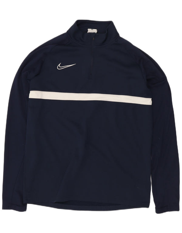 Nike Mens Dri Fit Pullover Tracksuit Top Medium Navy Blue Colourblock