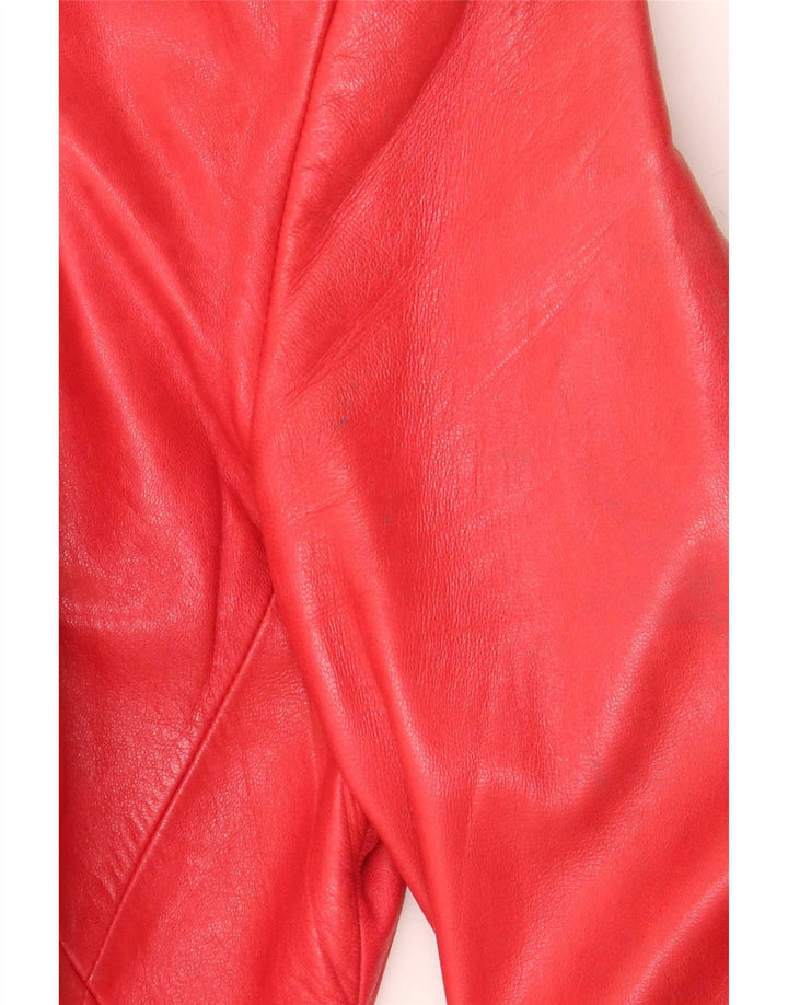 Marc Cain Womens 4 Button Leather Blazer Jacket US Small Red