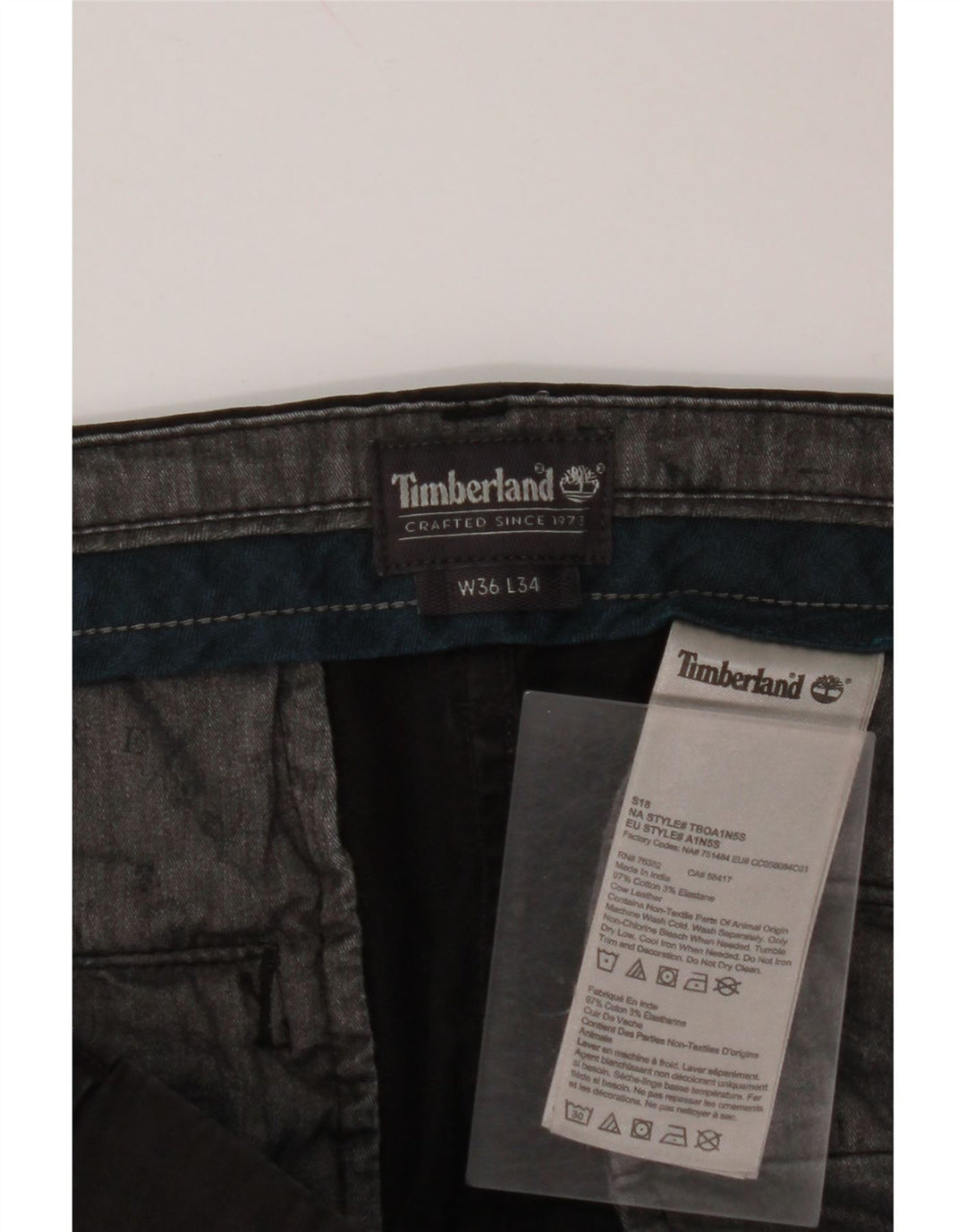 TIMBERLAND Womens Straight Chino Trousers W36 L34 Black Cotton