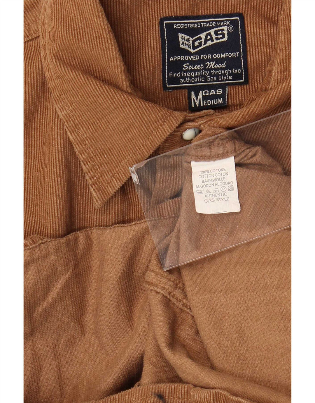 Gas Mens Corduroy Shirt Medium Brown Cotton
